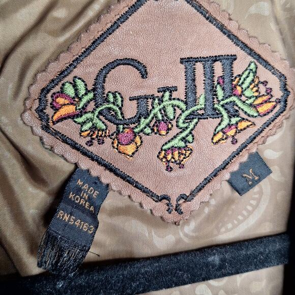 Vintage 80s G-III Paisley Leather Crop Bomber Jacket Western Cowgirl M Paisley - Picture 5 of 16